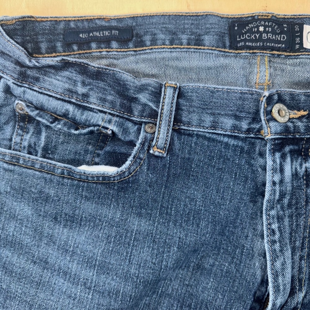 Lucky Brand 410 Athletic Fit Jeans Mens 36x30 Medium Wash Stretch Denim